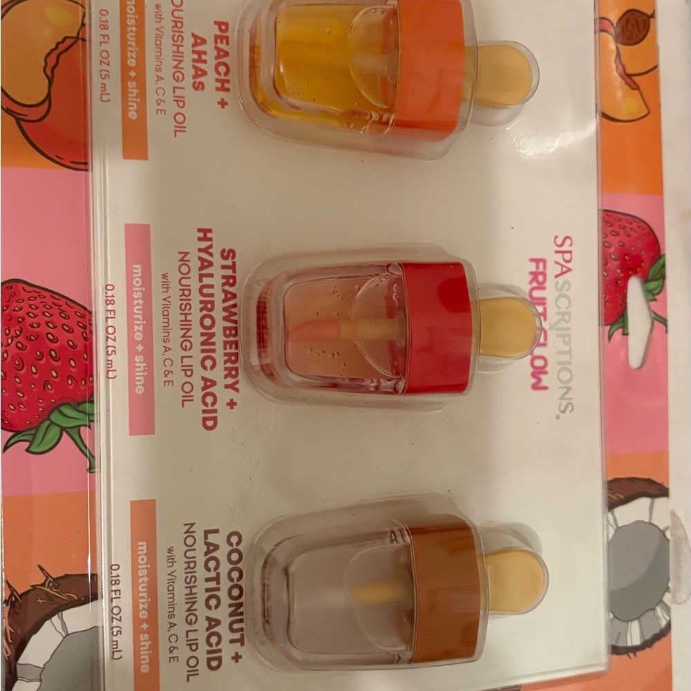 Spa Scriptions Lip Oil Trio - Peach, Strawberry, Coconut